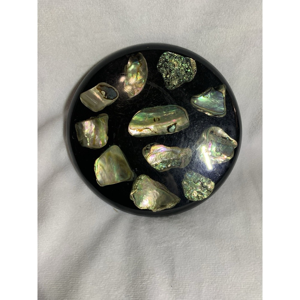 Vtg Mid Century Plympton's Lucite & Genuine Abalone Shell Trivet 5.5" California